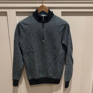 Peter Millar Green Merino Quarter Zip Sweater